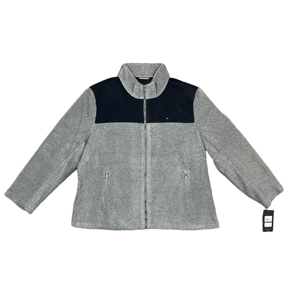 Tommy Hilfiger Mens Classic Polar Fleece Jacket Sz 2XL Gray/Blue Zippered Pocket - Picture 1 of 10